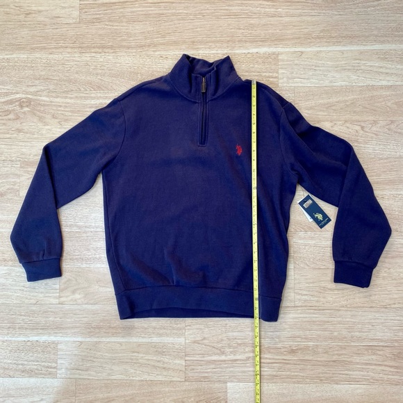 U.S. Polo Assn Men’s Large Quarter 1/4 Zip Flatback Pullover Classic Navy Blue - Picture 11 of 11